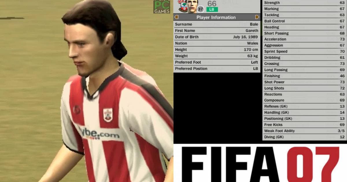 14) GARETH BALE | Potencial: 90 | Poco se imaginaban los de EA Sports que el galés superaría por tanto a varios de los jugadores que están por encima de él en esta lista. En 2007 fue transferido del Southampton al Tottenham Hotspur.