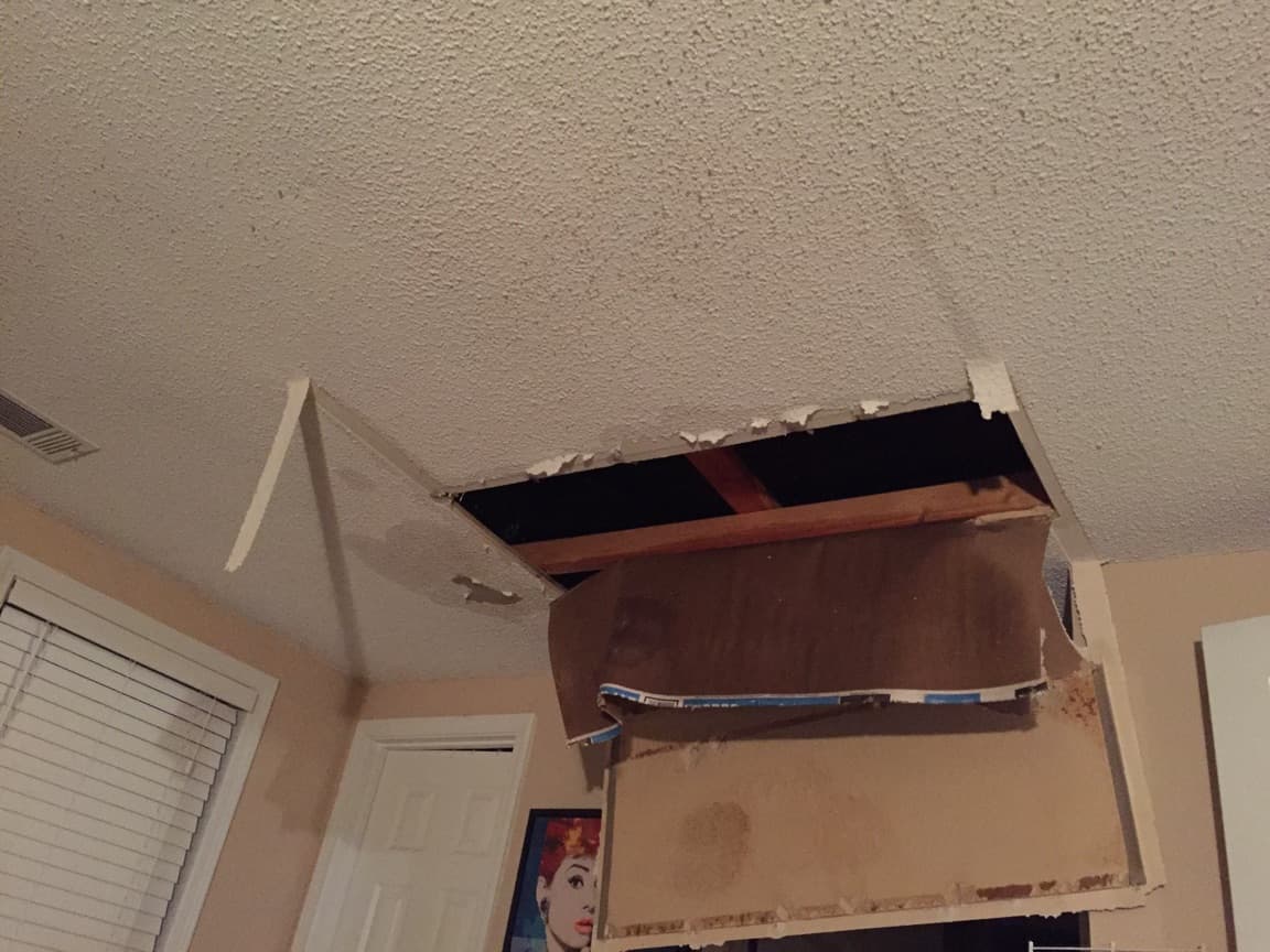 Makita Edwards dice que el techo de su sitio rentado en Atlanta cayó cuando estaba con su bebé de tres meses.