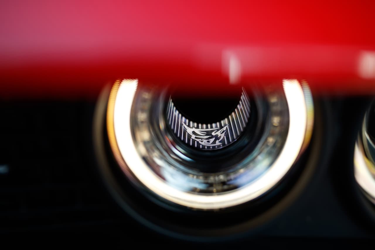 The 2018 Dodge Challenger SRT Demon’s driver-side functional Air-Catcher headlamp features a Demon logo.