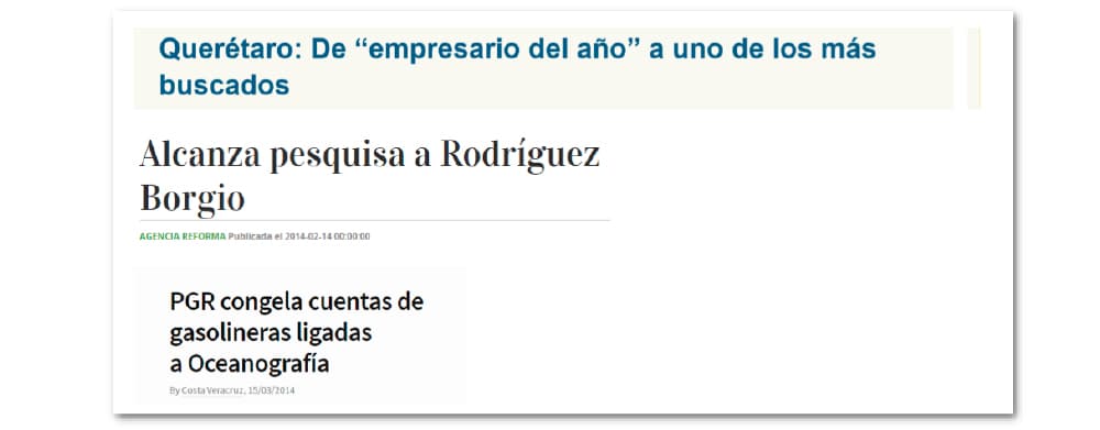 Titulares incriminatorios de artículos de prensa