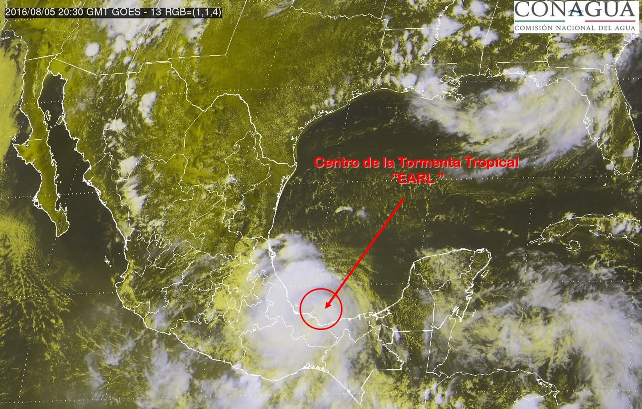 La tormenta Earl en territorio mexicano.