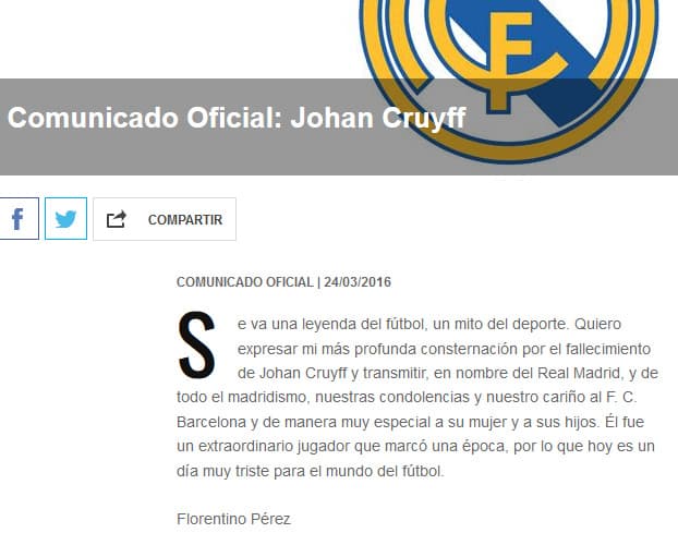 Comunicado Real Madrid
