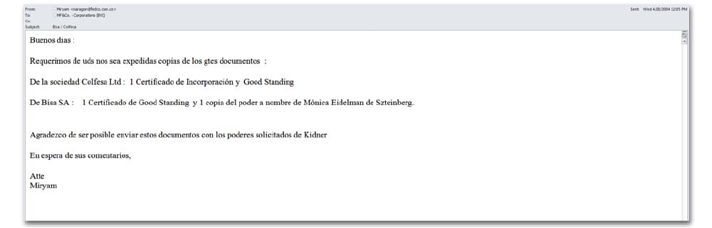 Movimientos de la sociedad Colfesa Ltd