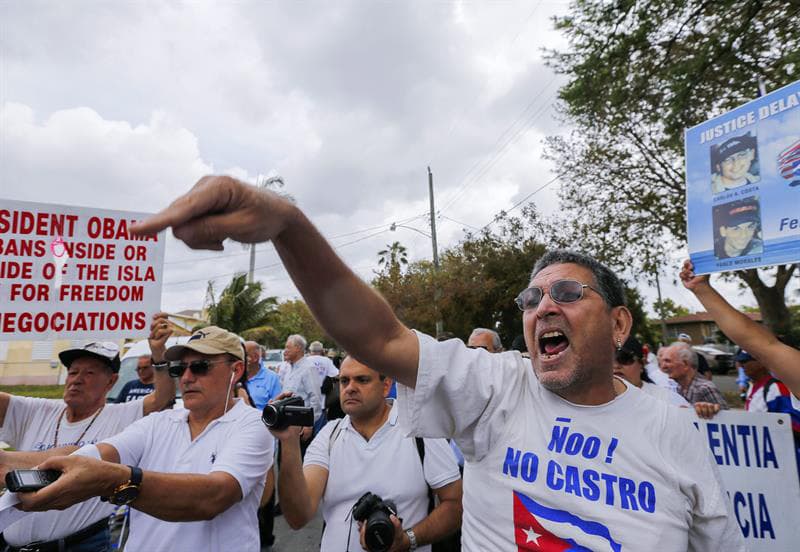 La manifestación en el barrio La Pequeña Habana, en Miami