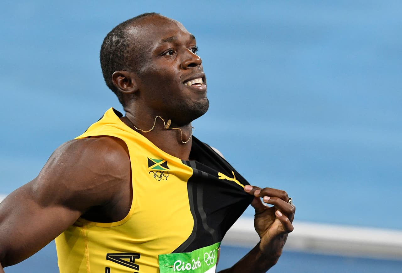 Jamaica's Usain Bolt celebrates winning the gold medal in the men's 4x100-meter relay final during the athletics competitions of the 2016 Summer Olympics at the Olympic stadium in Rio de Janeiro, Brazil, Friday, Aug. 19, 2016. (AP Photo/Martin Meissner)