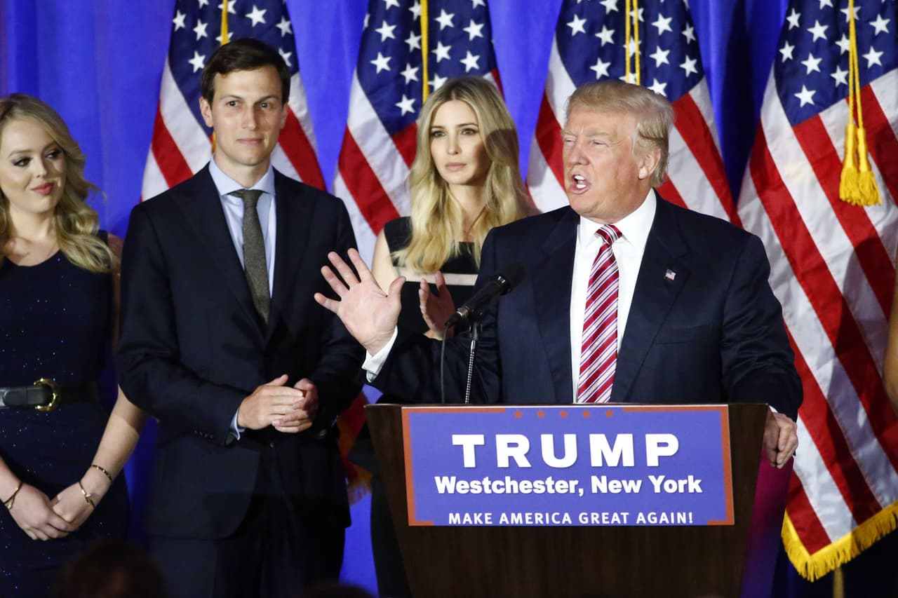 Donald Trump da su discurso de victoria en el Trump National Golf Club Westchester en Briarcliff Manor, Nueva York, el 7 de junio, 2016.