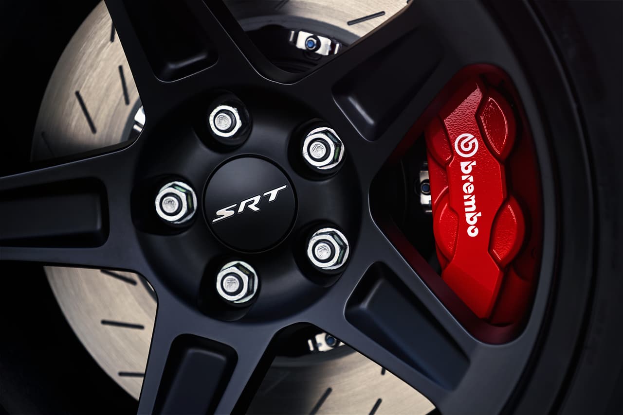 The 2018 Dodge Challenger SRT Demon features exclusive Hole-Shot, five-spoke 18x11-inch lightweight aluminum wheels.