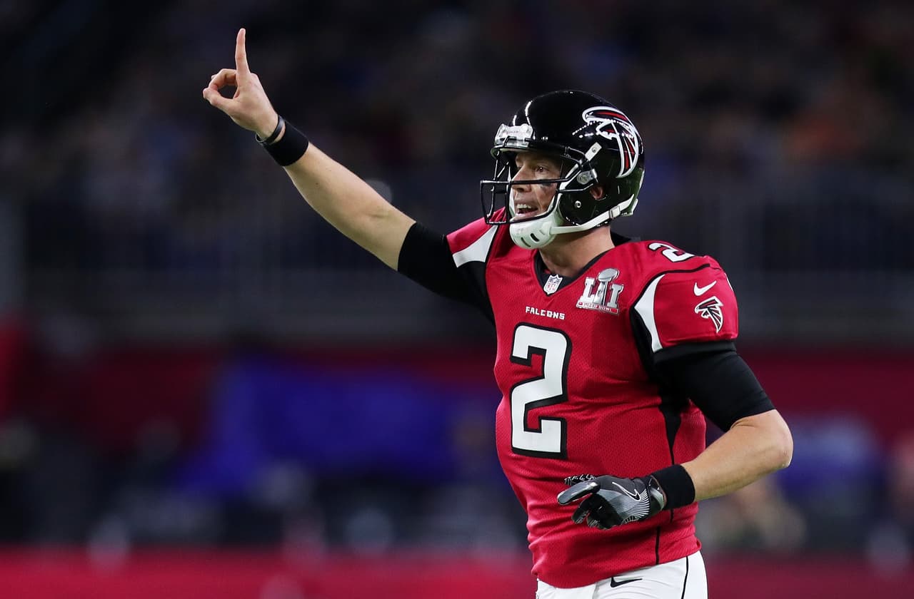 HOUSTON, TX - FEBRUARY 05: Matt Ryan #2 of the Atlanta Falcons reacts after a play against the New England Patriots in the second quarter during Super Bowl 51 at NRG Stadium on February 5, 2017 in Houston, Texas. (Photo by Tom Pennington/Getty Images)