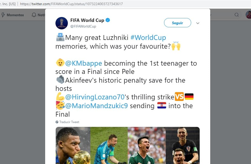 Lozano venció a Mbappé por mejor desempeño en Luzhniki en Rusia