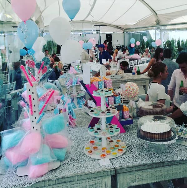 La decoración fue rosa y azul para los festejados, los pequeños Ramiro y Bianca.