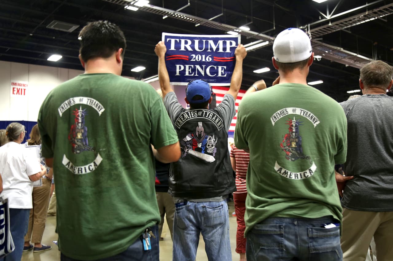 Miembros del grupo motociclista "Enemigos de la Tiranía", en un evento de Donald Trump en Virginia, el 20 de agosto de 2016.