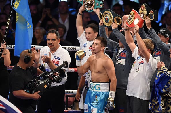 LONDON, ENGLAND - SEPTEMBER 10: Gennady Golovkin of Kazakhstan in the ring ahead of his fight with Kell Brook of Great Britain for the WBC, IBF & IBO Middleweight titles at The O2 Arena on September 10, 2016 in London, England. (Photo by Leigh Dawney/Getty Images)