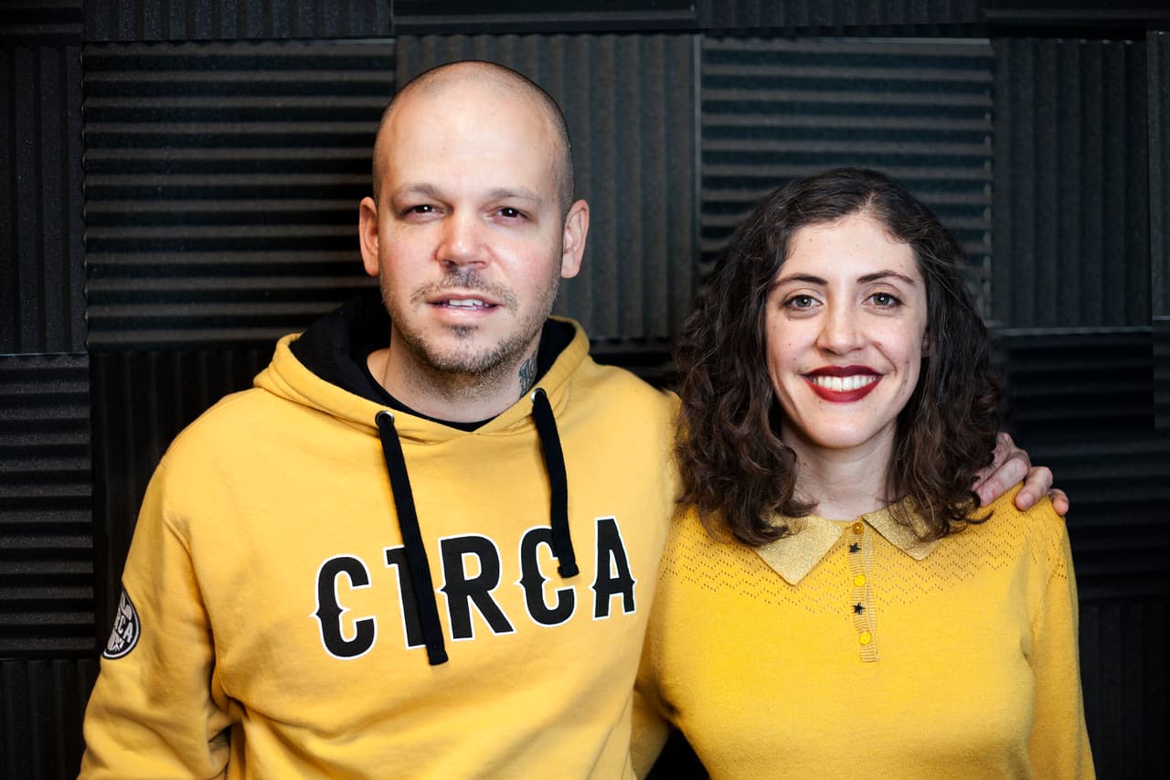 Residente and U-LAB Music's Nuria Net, who interviewied him for the U-LAB podcast. Photo by Elisa Quero.