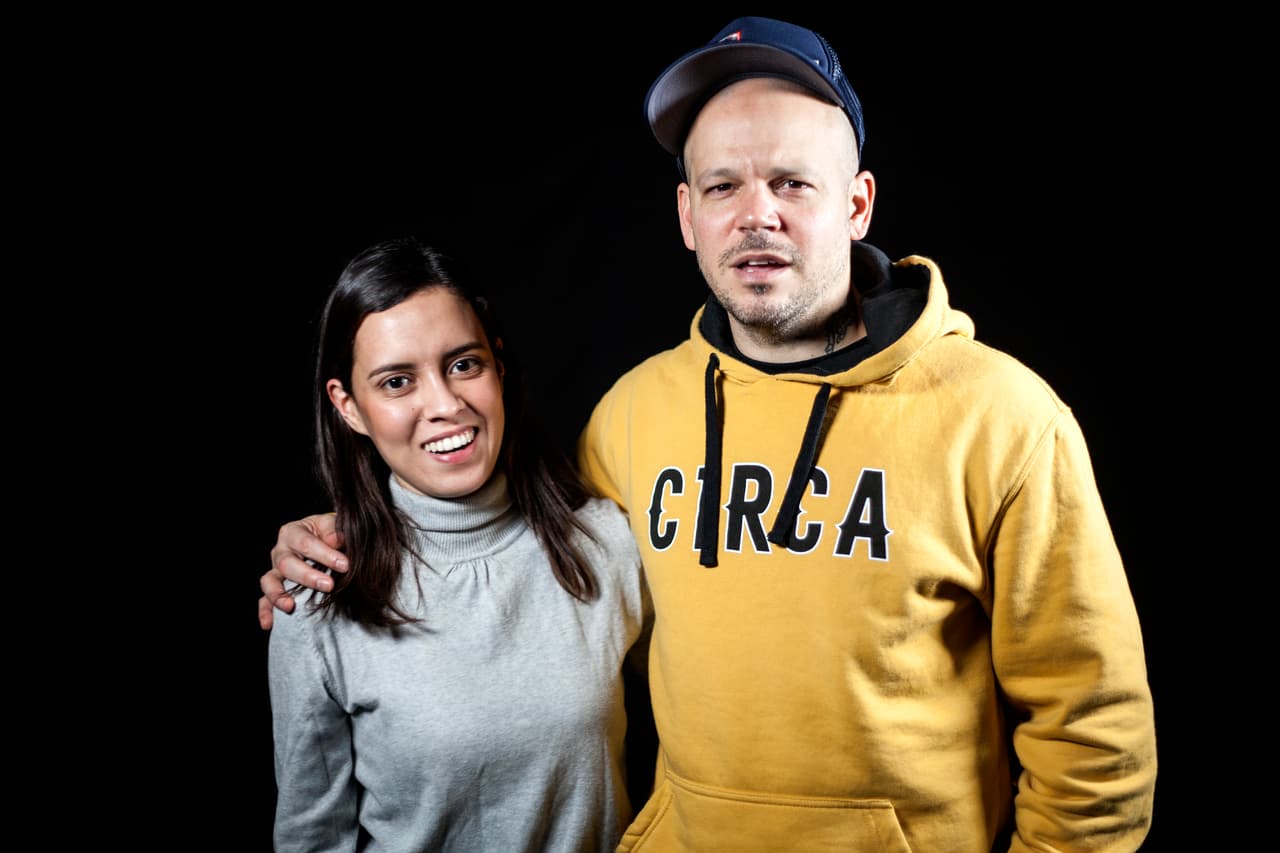 TrackRecord's Elea Franco, who produced the videos for U-LAB Podcast, with Residente. Photo by Elisa Quero.