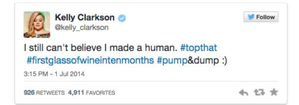 "Todavía no puedo creer que he hecho un ser humano". KELLY CLARKSON