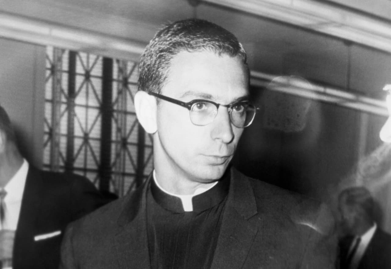 John Feit, a 28-year-old Roman Catholic priest, pleaded no defense to a charge of aggravated assault upon Maria America Guerra in Edinburg's Sacred Heart church. The judge accepted his plea and fined him $500 and costs. This file picture was during Feit's trial in Austin last September on a charge of assault with intent to rape which ended in a hung jury.