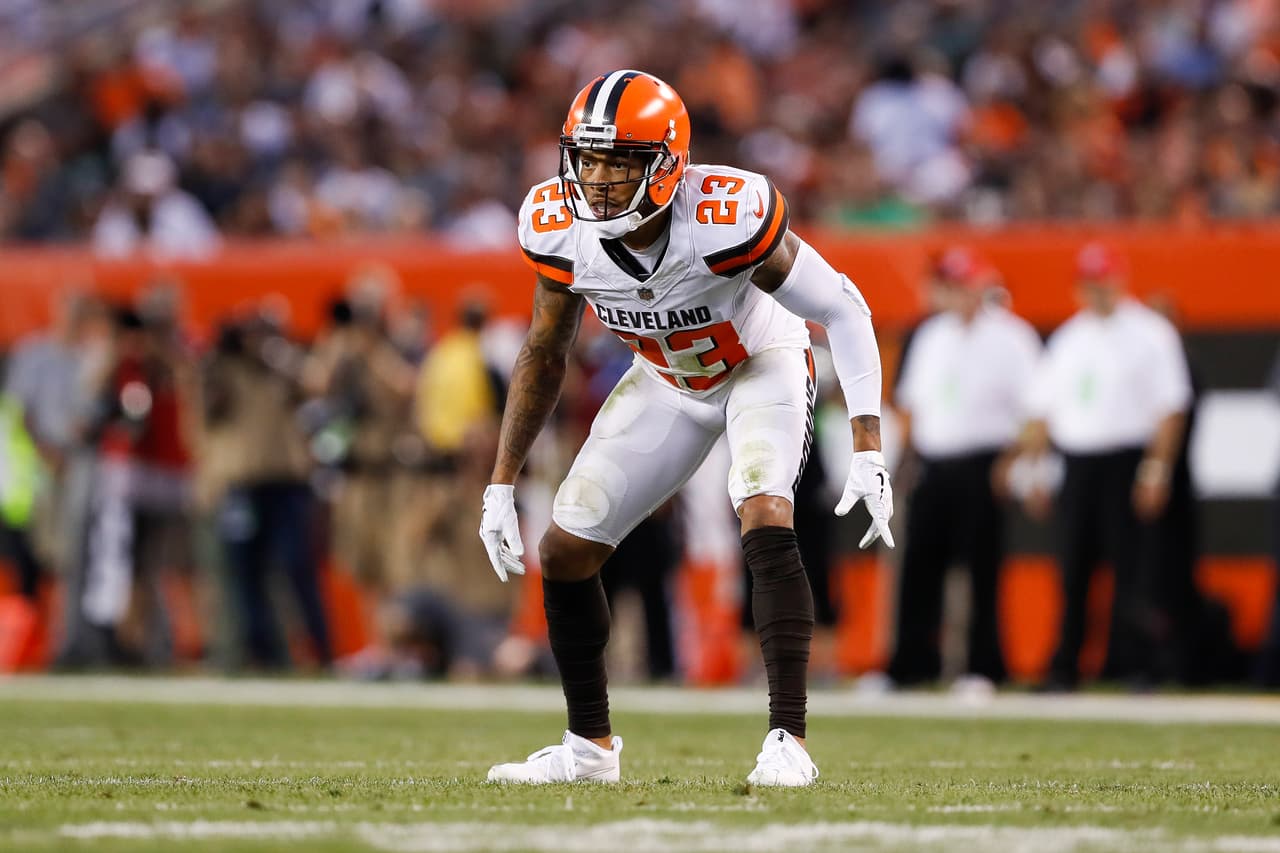 Cleveland Browns cornerback Joe Haden (23) in coverage during an NFL football game against the New Orleans Saints on Thursday, Aug. 10, 2017 in Cleveland. Cleveland won 20-14. (Aaron M. Sprecher via AP)