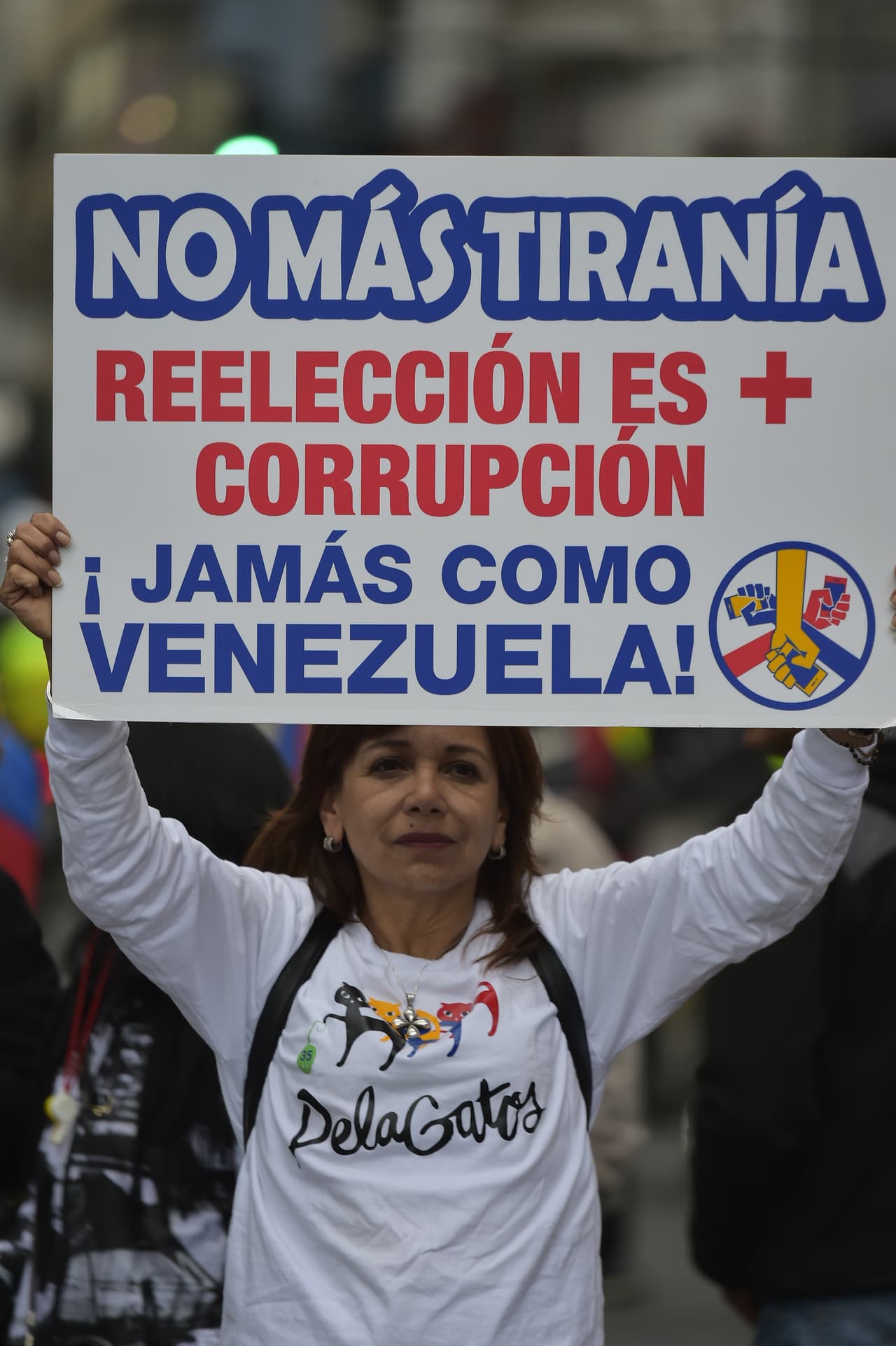 Organizaciones de oposición protestan en noviembre de 2015 contra la reforma constitucional propuesta por Correa, que le habría permitido reelegirse en 2017.