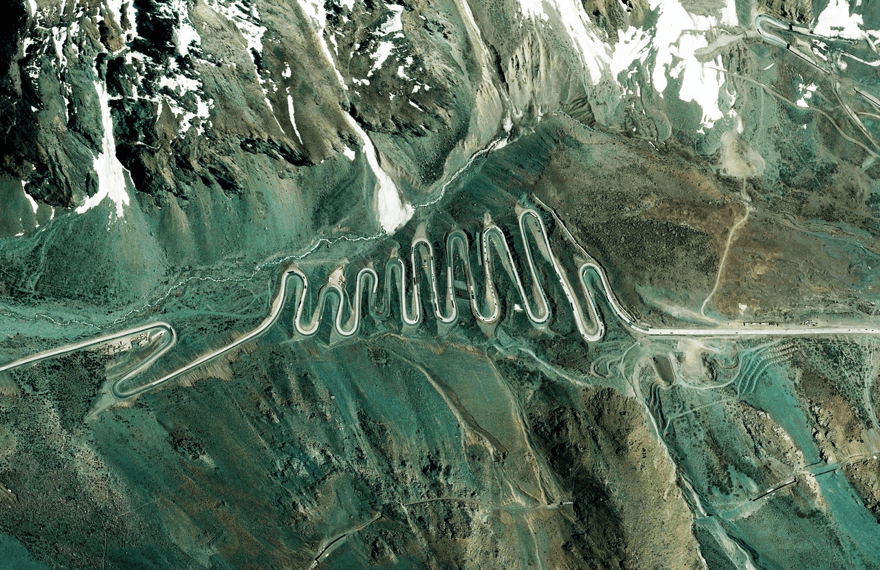 El paso Los Caracoles, en el lado chileno de la Cordillera de Los Andes.