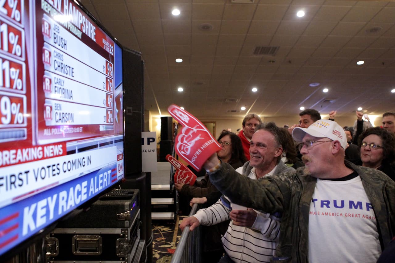 Republicanos celebraban el ascenso de Trump en estas primarias tras su derrota en el caucus de Iowa el 1 de febrero