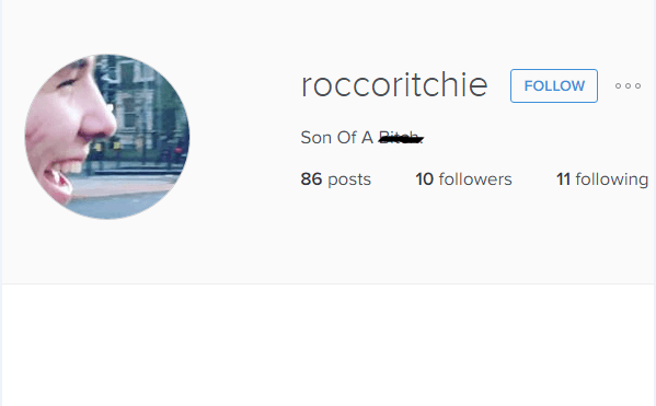 OMG! Esta es la descripción en el Instagram de Rocco, él escribió: "Yo soy un hijo de P..." ¡Qué grosero!