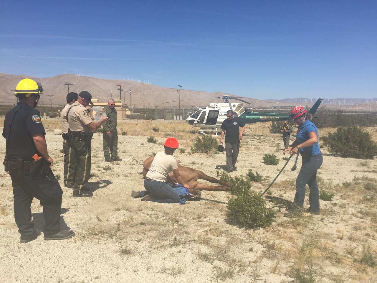 El equipo es evaluado por un equipo médico sobre el terreno.