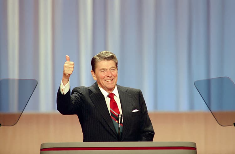 Reagan en la convención de 1988.