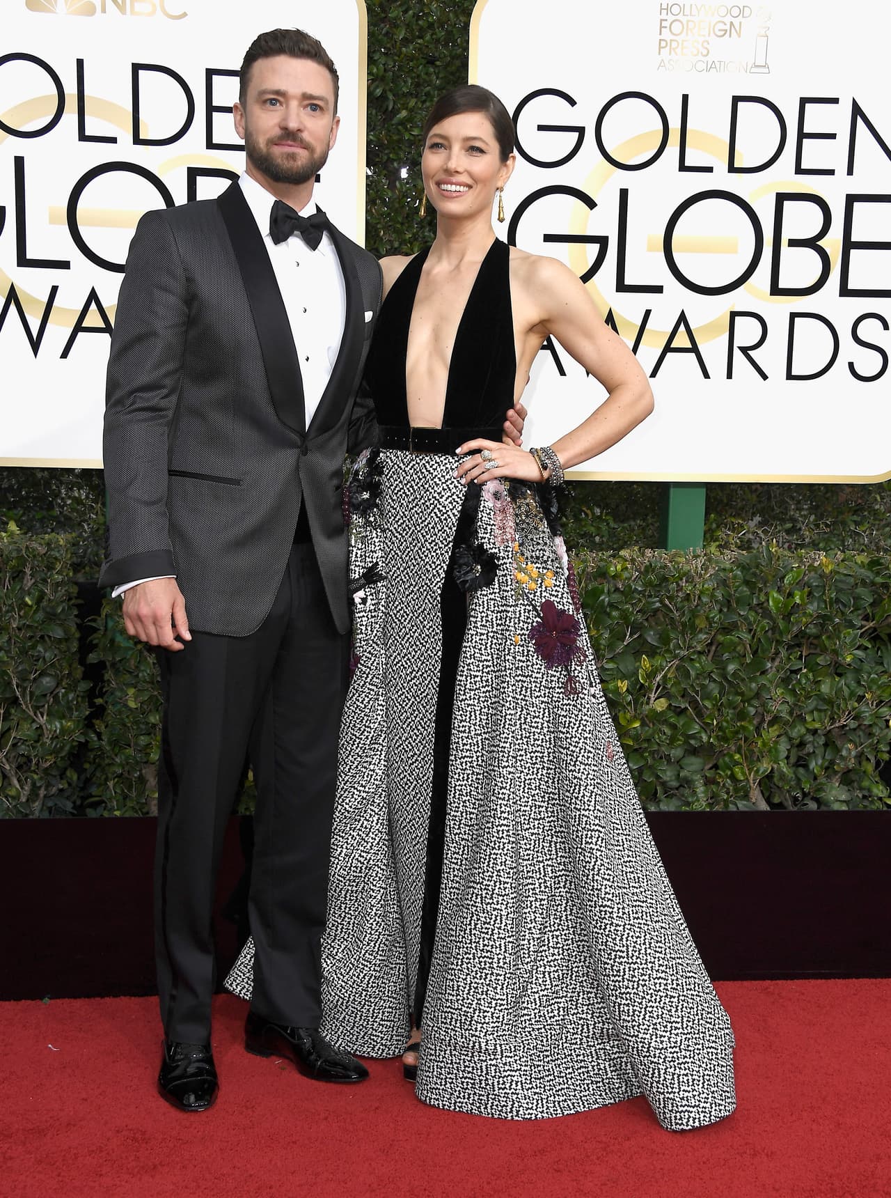 Justin Timberlake y Jessica Biel en los Globos de Oro 2017.