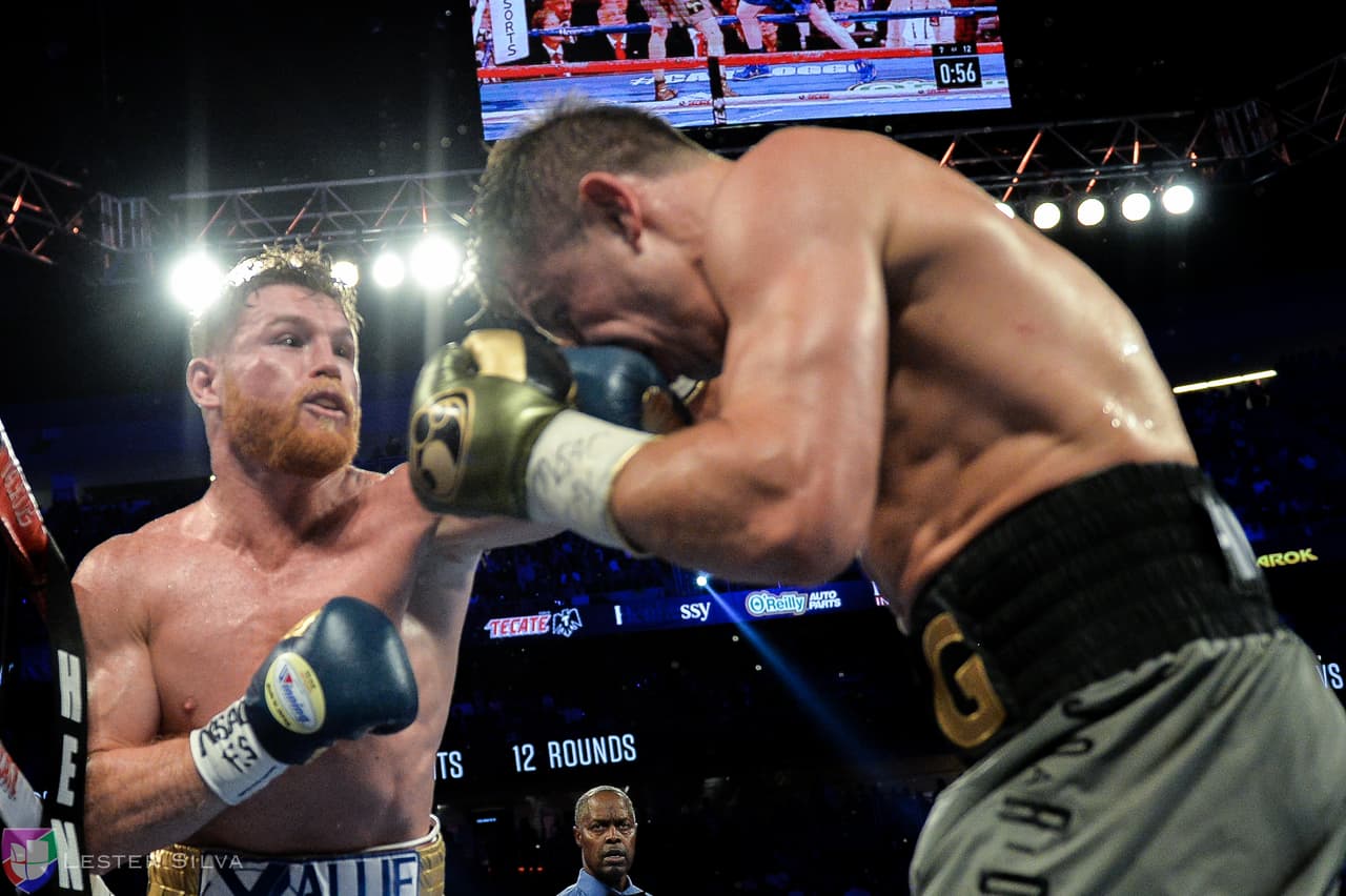 Golovkin tiró más pero con menor efectividad. El kasajo disparó 703 golpes conectando 218 para una efectividad del 31%.