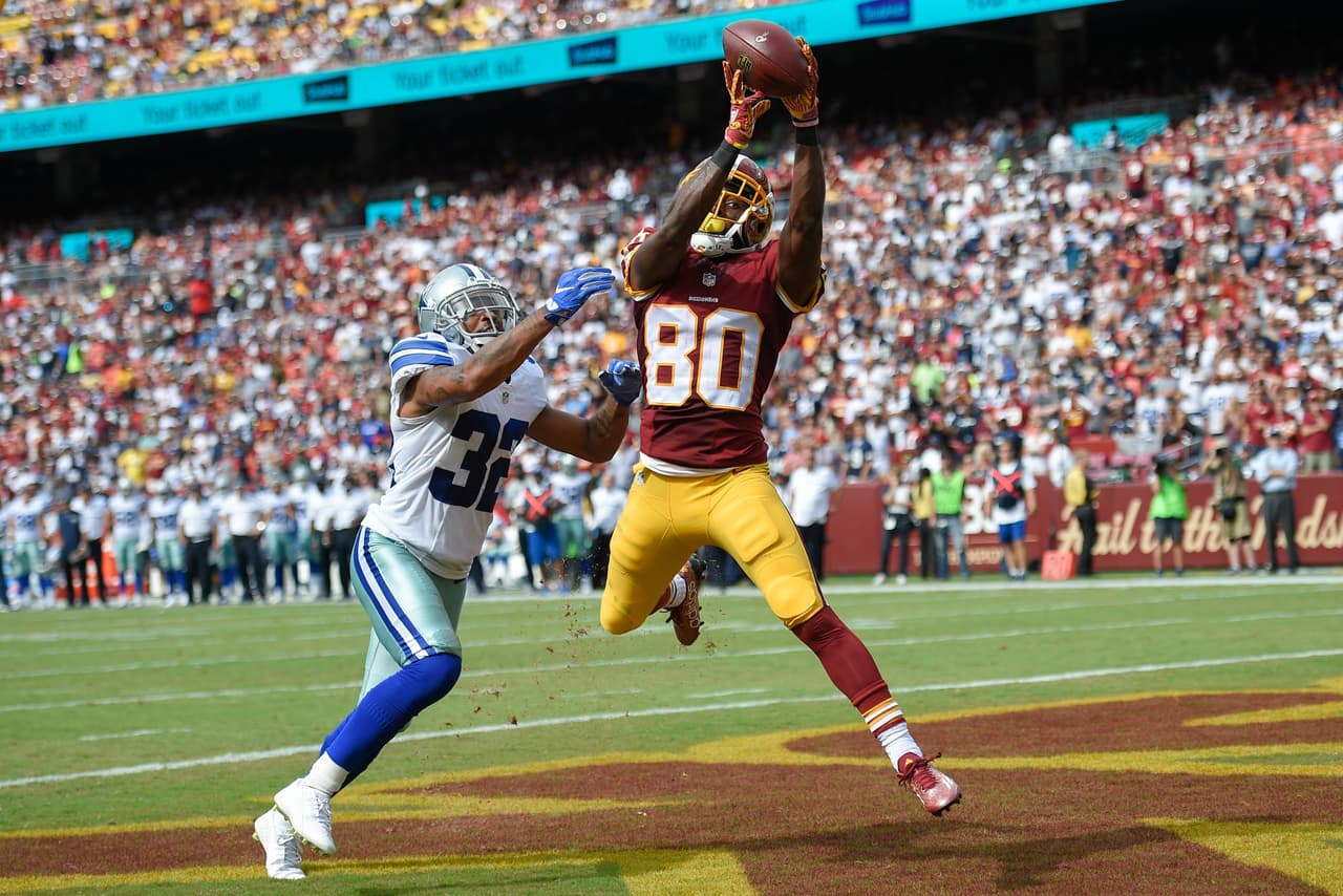 Jamison Crowder hciendo el TD de Redskins.