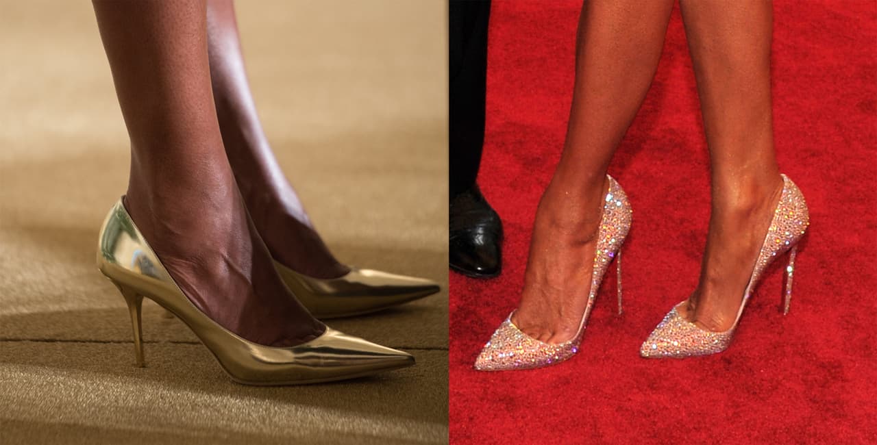 Michelle Obama ha sido una amante confesa de los 'pumps', esas zapatillas de delgado tacón y afinada punta que estilizan las piernas de cualquier mujer y los ha hecho su marca registrada. Melania, por su parte, empieza a volver estos elegantes zapatos en sus mejores aliados ahora que camina por terrenos más serios, aunque quizás para pisar los tapetes de la Casa Blanca aún sea necesario sacudirle el exceso de brillo.