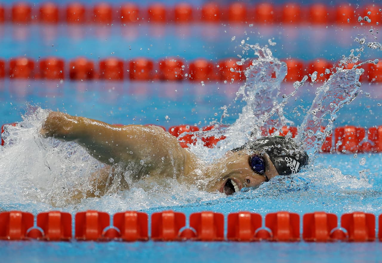 Brazil's Daniel Dias competes in the men's 200-meter freestyle S5 final swimming competition at the Rio 2016 Paralympic Games in Rio de Janeiro, Brazil, Thursday Sept. 8, 2016.(AP Photo/Leo Correa)