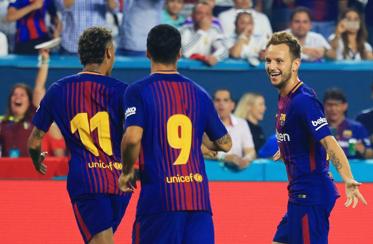 Lionel Messi, Iván Rakitic, Gerard Piqué, Mateo Kovacic y Marco Asensio fueron los encargados de los goles en esta noche calurosa en Miami.