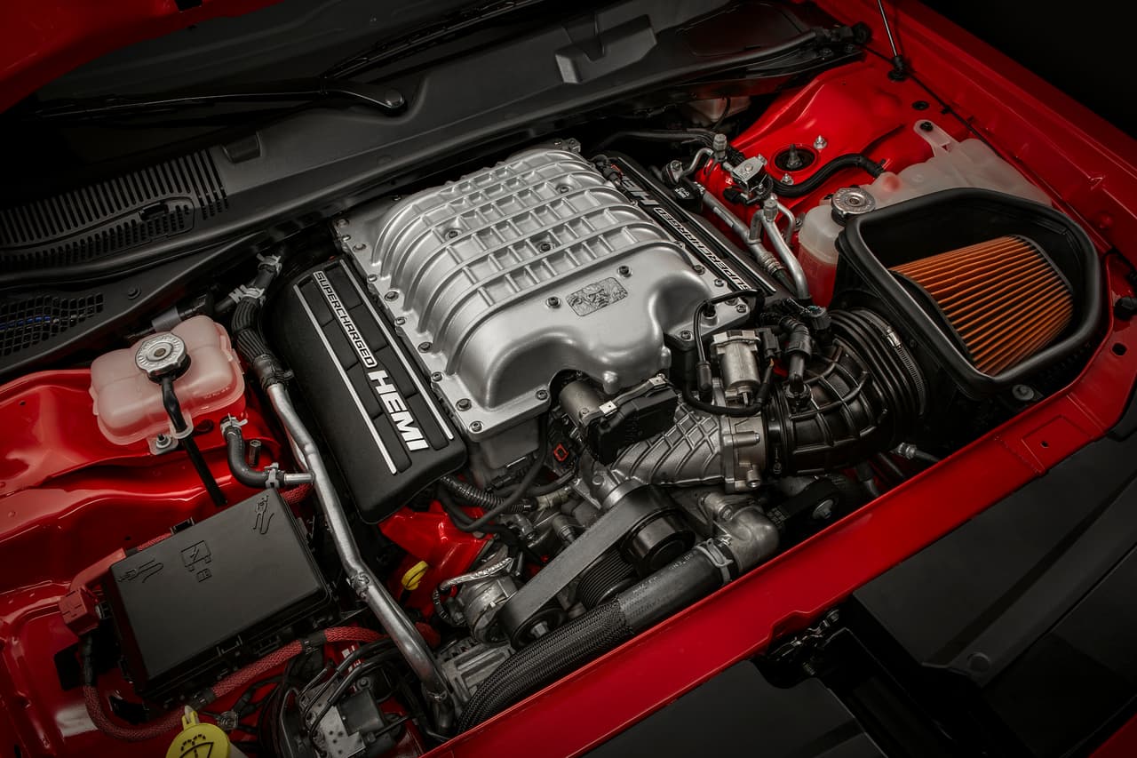 Under the hood of the 2018 Dodge Challenger SRT Demon is a 6.2-liter supercharged HEMI® Demon V-8 engine.