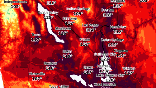Las temperaturas en el Valle de la Muerte el lunes 19 de junio de 2017.
