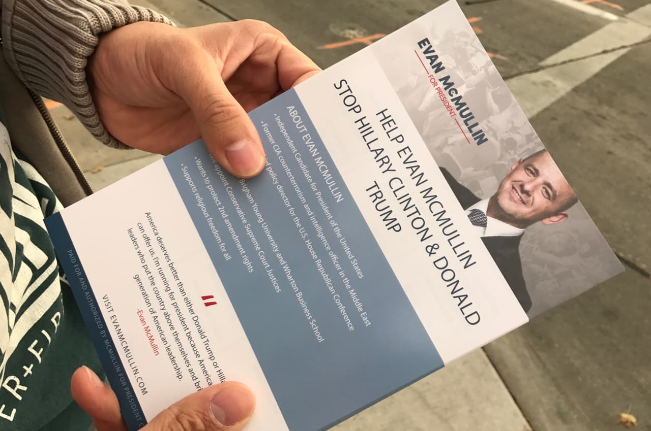 Evan McMullin, un candidato desconocido por la mayoría de los estadounidenses, tiene el apoyo de muchos mormones.