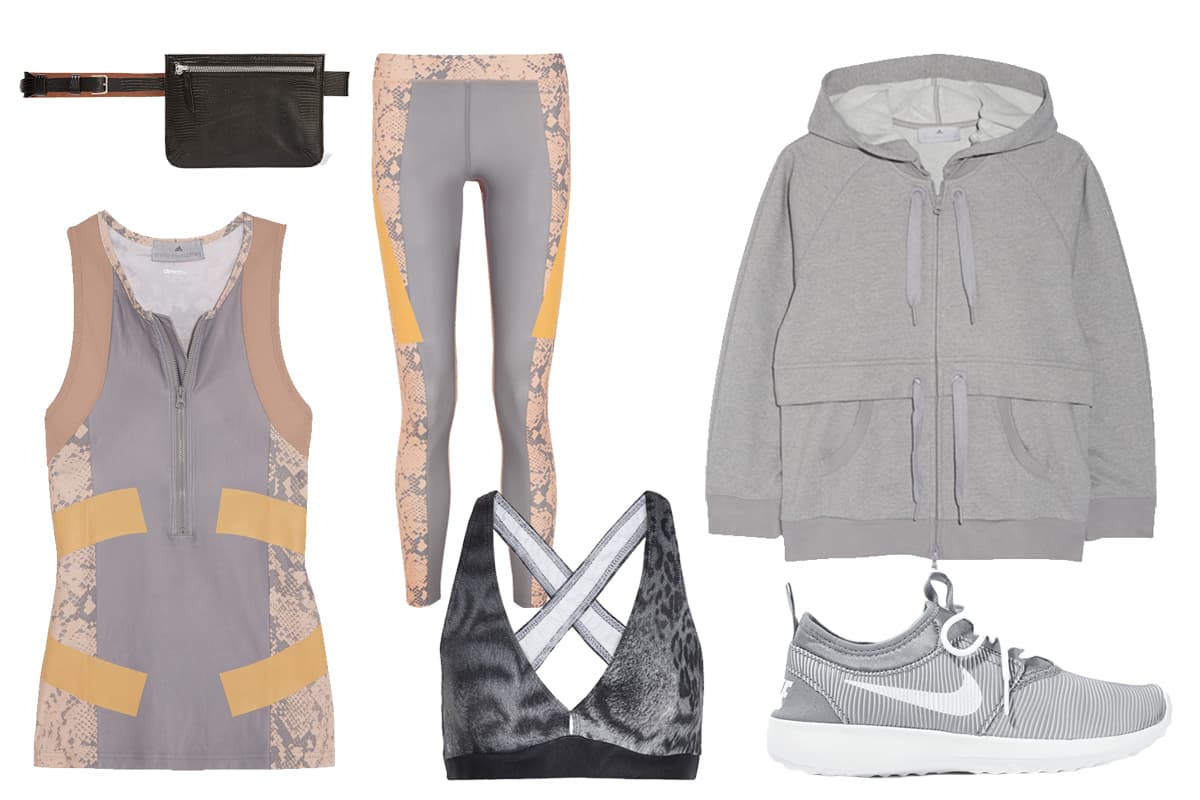 Ciclista fashionista: Luce un outfit cool mientras practicas tu deporte favorito. La colección que la diseñadora inglesa Stella McCartney creó para Adidas es la mejor alternativa para estar cómoda, con telas específicas para hacer deporte pero siempre luciendo muy chic. Compleméntalo con estos tenis Nike, que con su última tecnología en tela mesh permite que tu pie respire mientras que te da el confort que necesitas para pedalear muchas horas. 1. Juego de dos piezas con print de víbora Climalite, Adidas por Stella McCartney. 2. Sportsbra elástico en lycra, Ivy Park. 3.Tenis Juvenate en mesh y gaucho 4. Sudadera en algodón, Adidas por Stella McCartney. 5. Kangurera en piel, Newbark.
