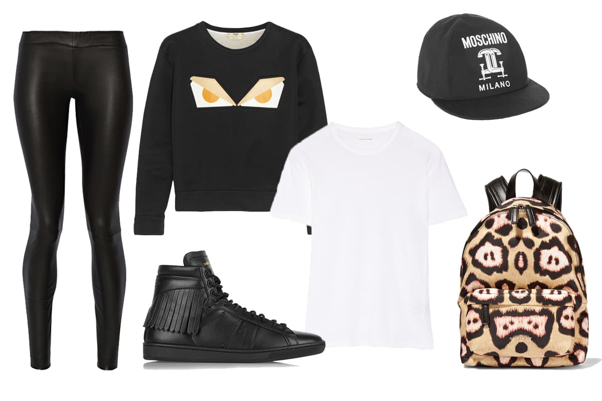 Turista chic: Si deseas aprovechar tu cuidad más tranquila para ir a pasear y caminar, hazlo con mucha actitud. Unos leggings con una sudadera `statement´ y unos tenis estilo botín serán la manera de hacer un poco de ejercicio mientras visitas lugares icónicos de donde vives. No olvides llevar una backpack para cargar con facilidad tus cosas y una gorra que complemente tu look al mismo tiempo que te cubra del sol. 1.Leggings en lycra, H&M. 2. Sudadera en algodón, Fendi. 3.Tenis con flecos en piel, Saint Laurent. 4.Backpack en leopardo satinado, Givenchy. 5.Gorra en piqué de algodón, Moschino. 6.T-Shirt en algodón, Étoile Isabel Marant.