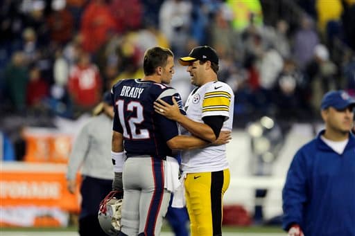 Brady y el 'Big Ben' se saludaron antes de calentar.