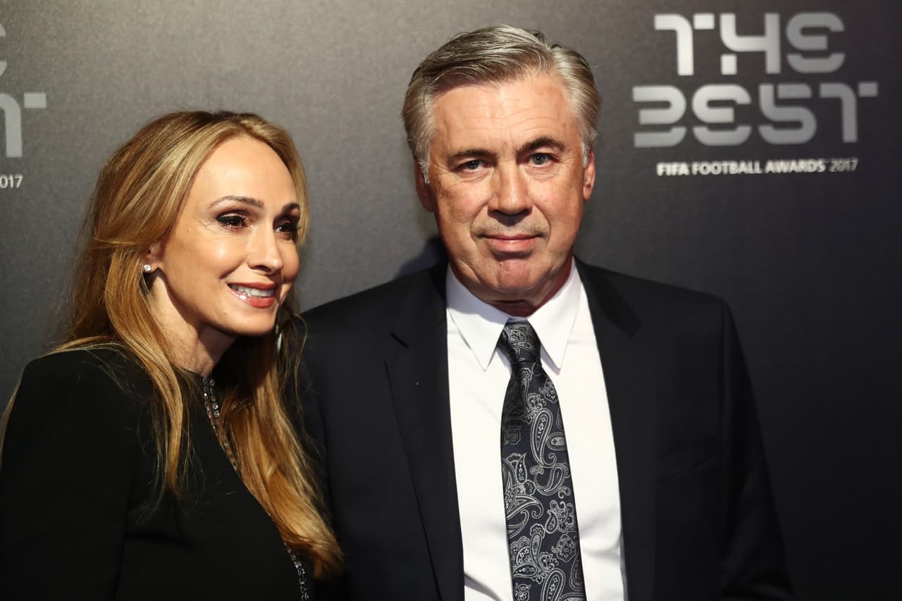 LONDON, ENGLAND - OCTOBER 23: Carlo Ancelotti and wife arrive for The Best FIFA Football Awards - Green Carpet Arrivals on October 23, 2017 in London, England. (Photo by Bryn Lennon/Getty Images)