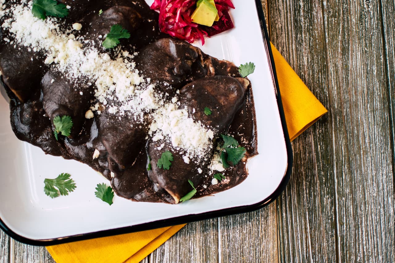 Enfrijoladas con pollo