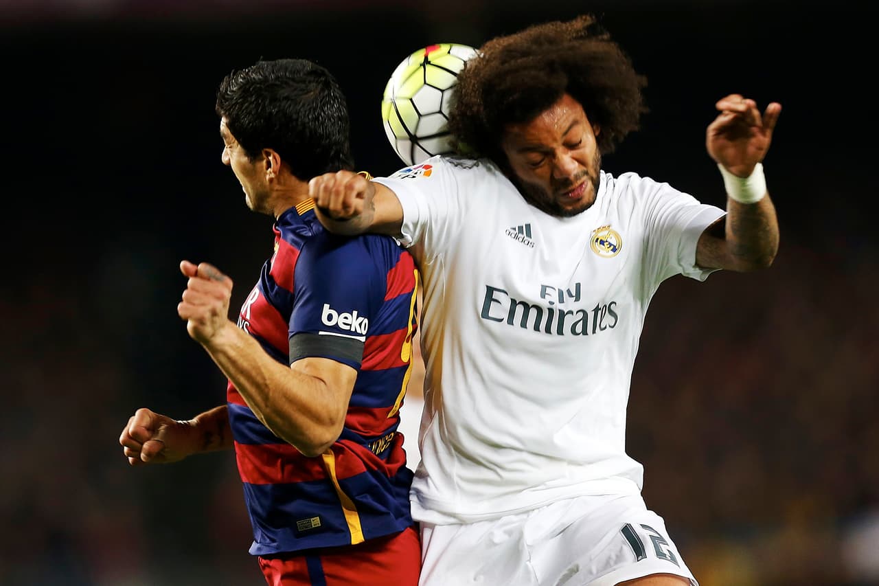 Marcelo y Luis Suárez tuvieron varios encontronazos en donde el brasileño salió vencedor en la mayoría.