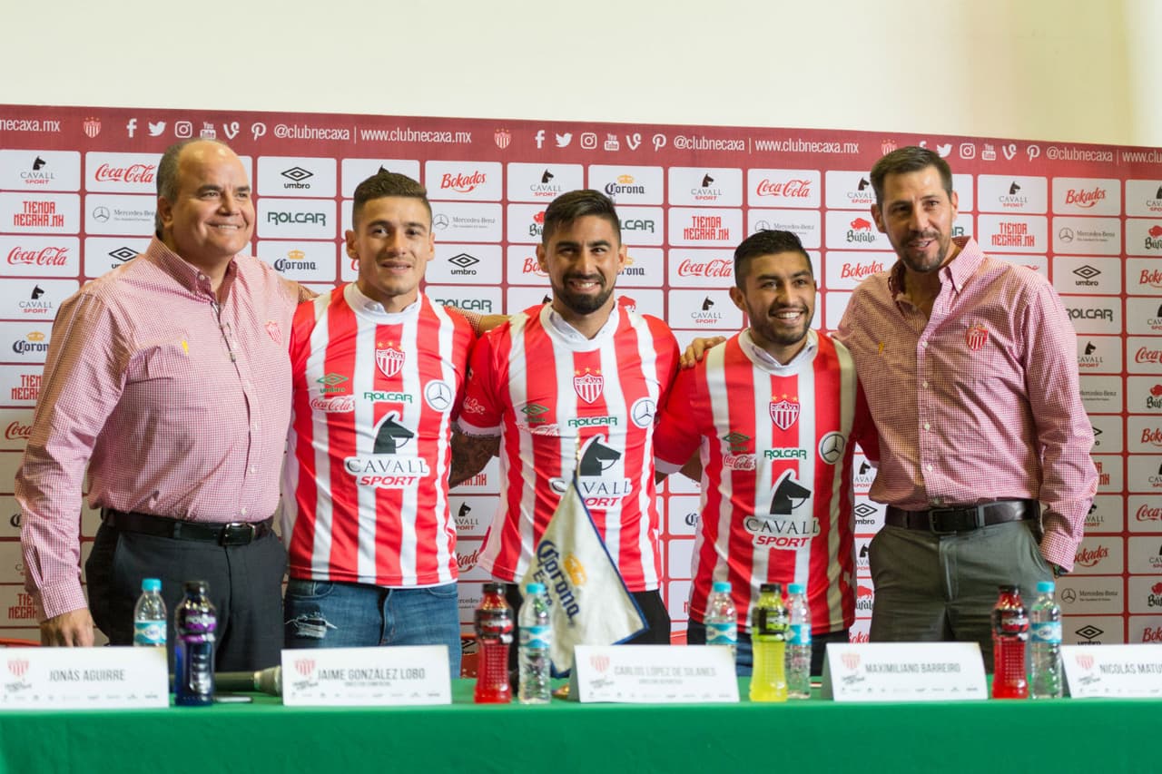 Necaxa presentó a
<b> Jonás Aguirre, Nicolás Maturana y Maximiliano Barreiro</b> como sus refuerzos para el Clausura 2017.