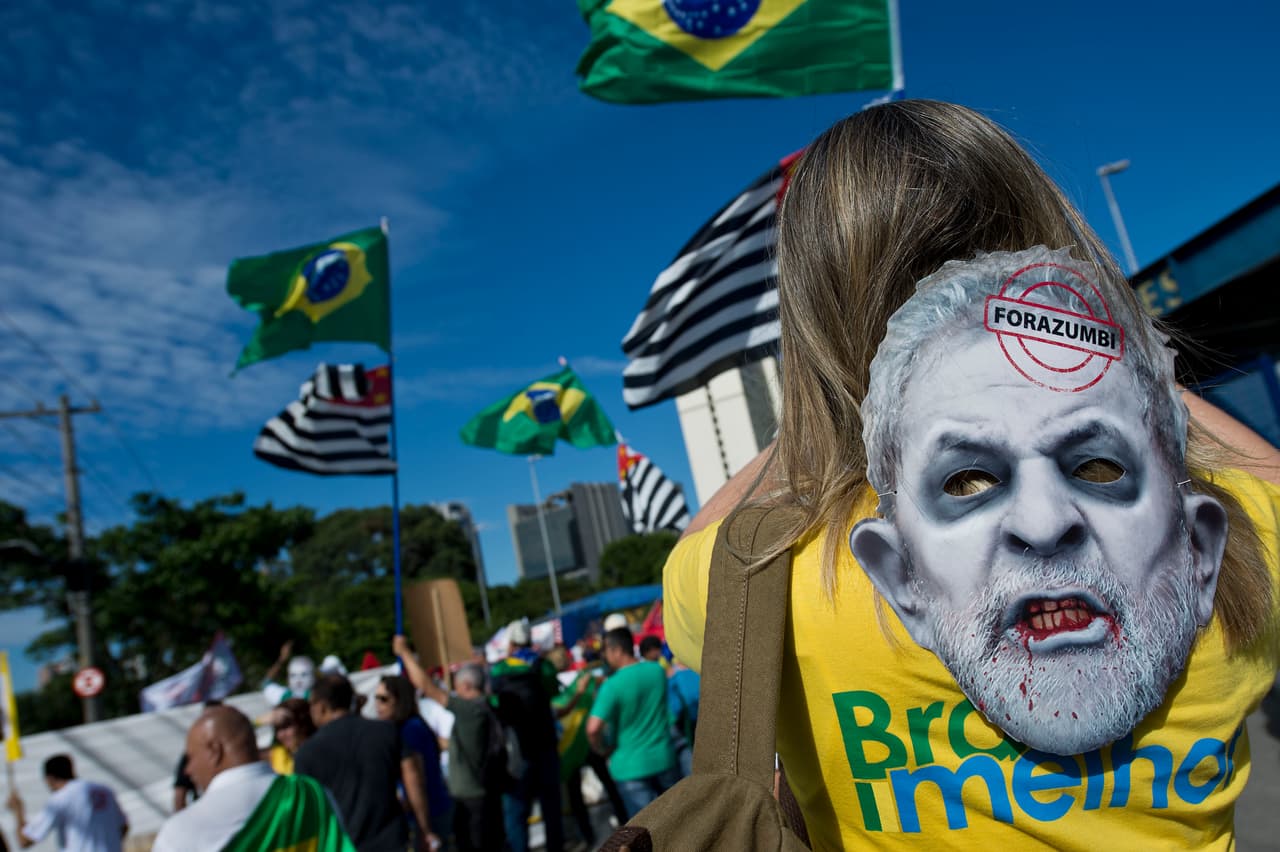 Manifestación contra Lula da Silva el pasado 17 de febrero en Brasil