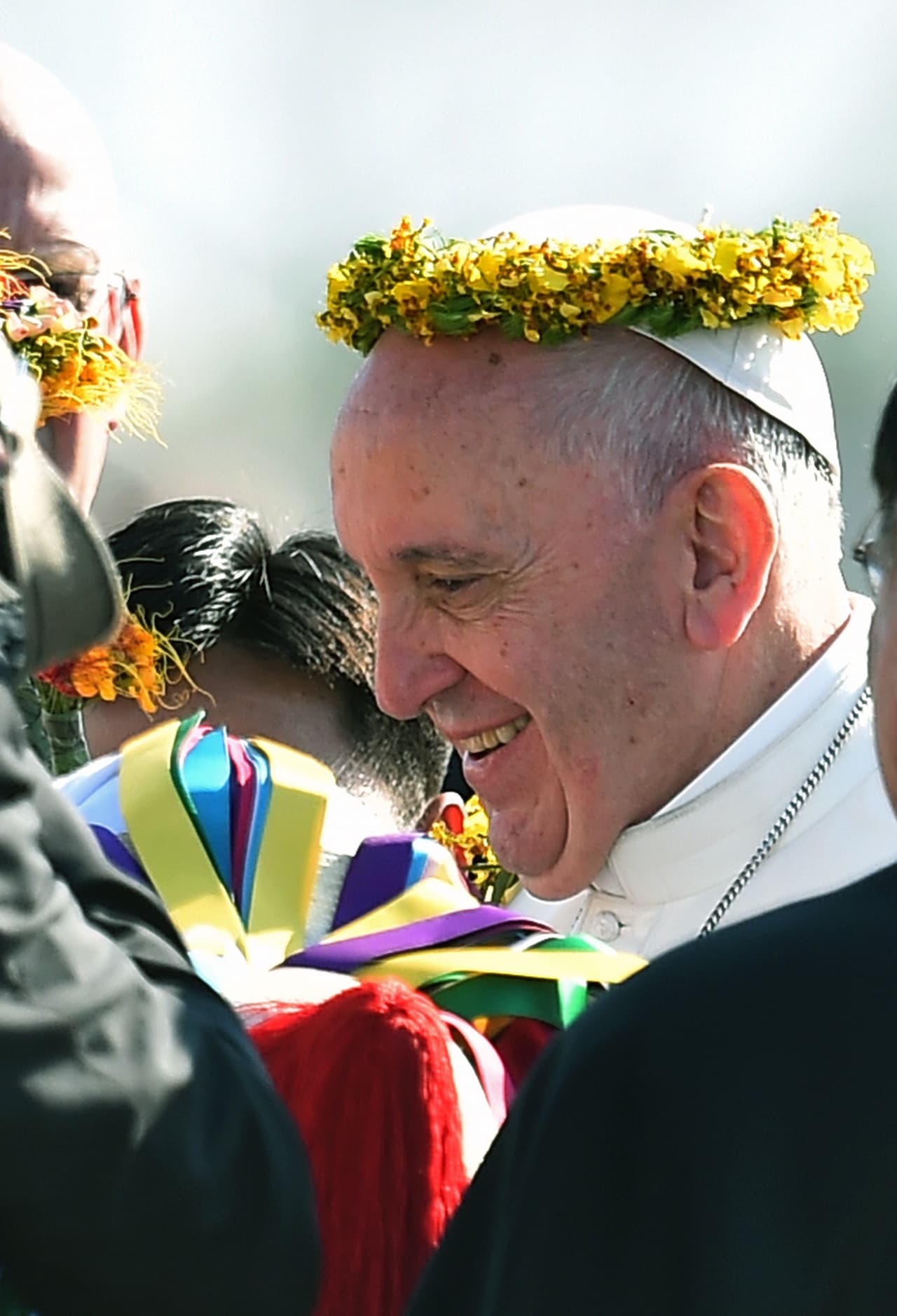 El papa Francisco a su llegada al Aeropuerto de Tuxtla Gutiérrez.