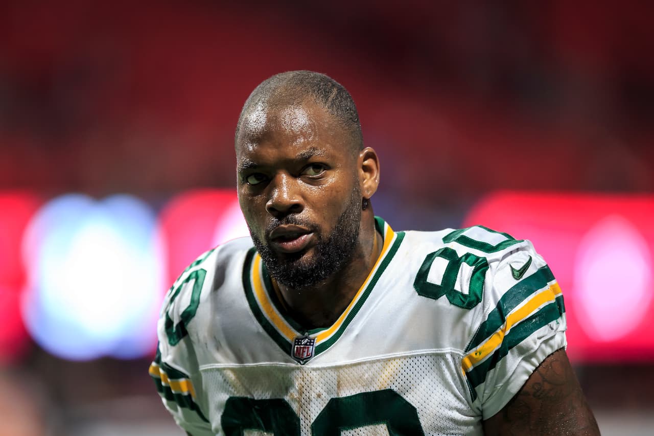 Green Bay Packers tight end Martellus Bennett (80) walks off the field follow an NFL football game against the Atlanta Falcons, Sunday, September 17, 2017, in Atlanta. The Falcons won 34-23. (Paul Abell via AP)
