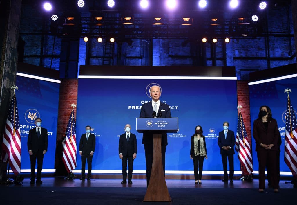 US President-elect Joe Biden speaks during a cabinet announcement event in Wilmington, Delaware, on November 24, 2020.