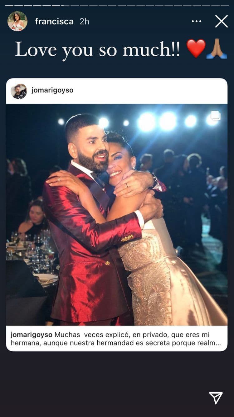 Jomari Goyso destacó el amor y cariño que siente por "su hermana", además de expresar su admiración por la determinación y triunfos que ha conseguido Francisca: "En tu nueva etapa como madre sé que vas a ser una estrella que brilla más que nunca, porque vas a hacer lo mismo que siempre has hecho: prepararte, informarte y crecer sin que nada ni nadie te separe de la mano de Dios. ¡FELIZ CUMPLEAÑOS mi Francis!".