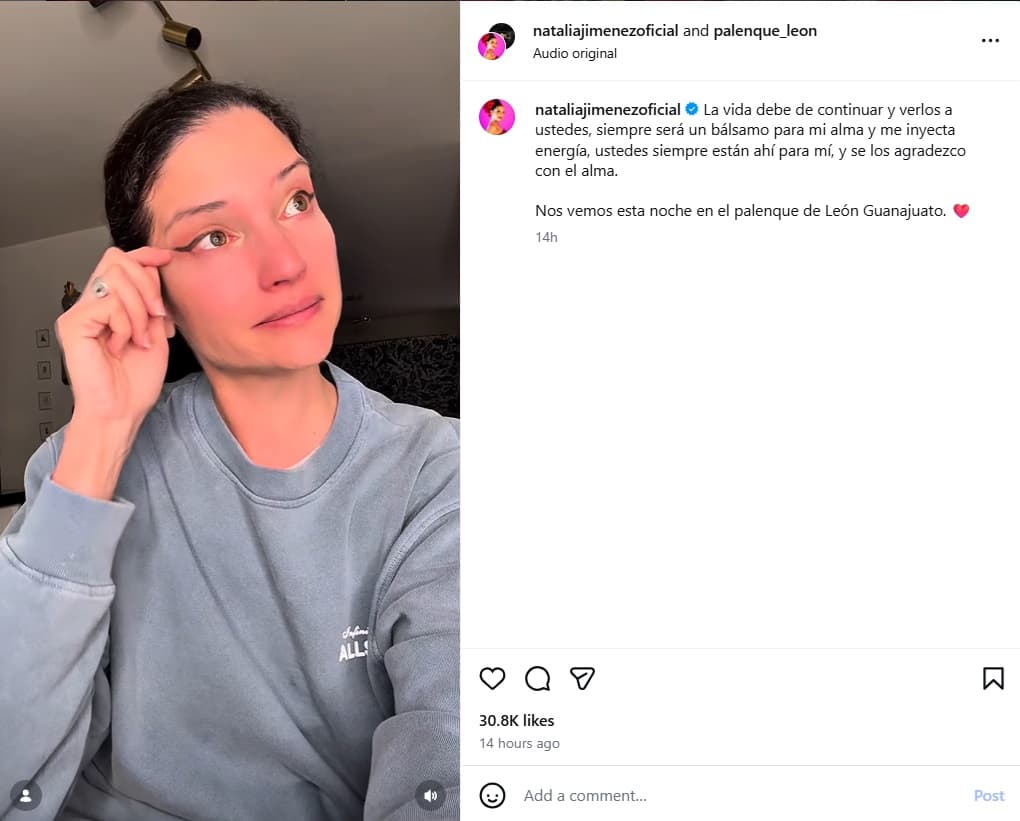 Natalia Jiménez compartió un emotivo mensaje previo a retomar sus actividades laborales tras la muerte de Yeison Jiménez.