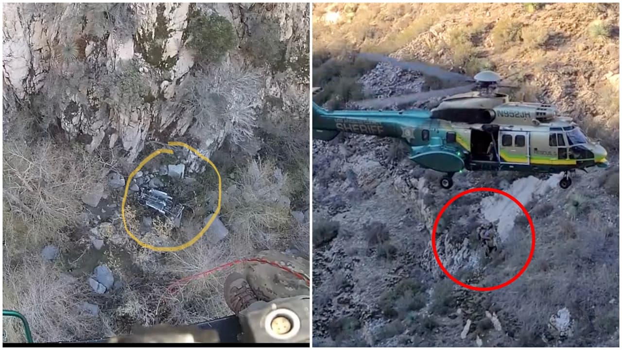 Rescatan a dos personas que cayeron en su auto por un abismo de 250 pies en un cañón de Los Ángeles